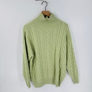 The Group Babaton Cable‎ Knit Merino Wool Blend Sweater Sage Green Oversized